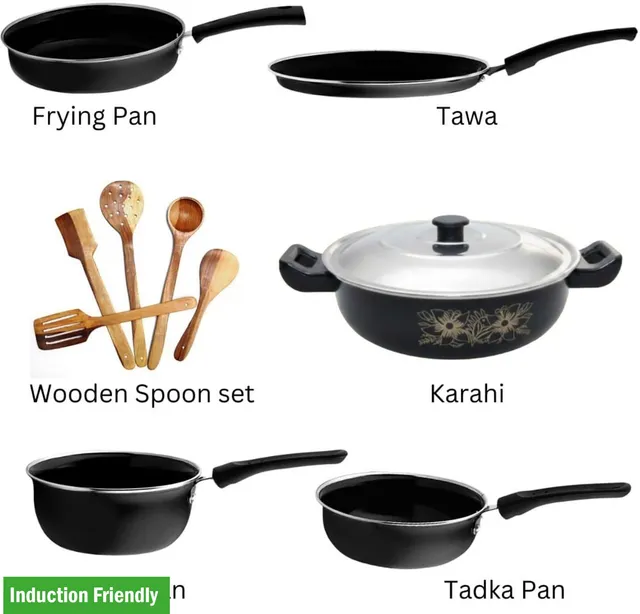 Kashvi 11_Pcs_Kitchen_cookware_items_.._0000 Induction Bottom Non-Stick Coated Cookware Set