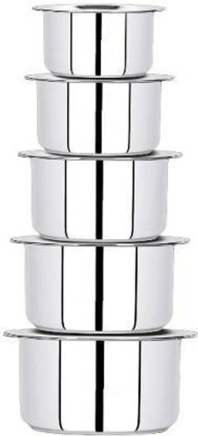 LIMETRO STEEL High Quality Stainless Steel with lid (5Piece 1 Ltr,1.5 Ltr,2 Ltr,2.5 Ltr,3 Ltr) Cookware Set