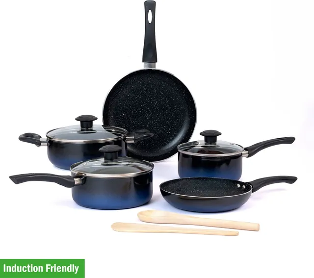 Kreme Aura Granite Induction Bottom Non-Stick Coated Cookware Set