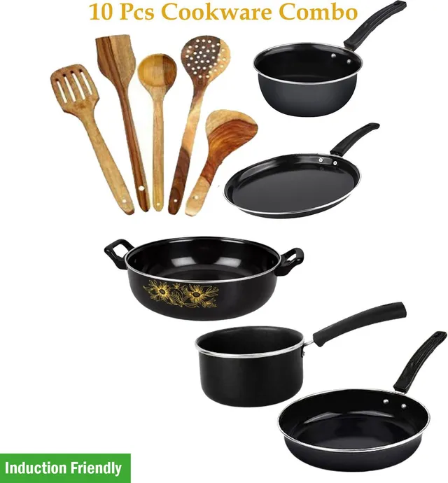 cookpro 10Pcs Cookeware Sets-with spatuala Induction Bottom Non-Stick Coated Cookware Set