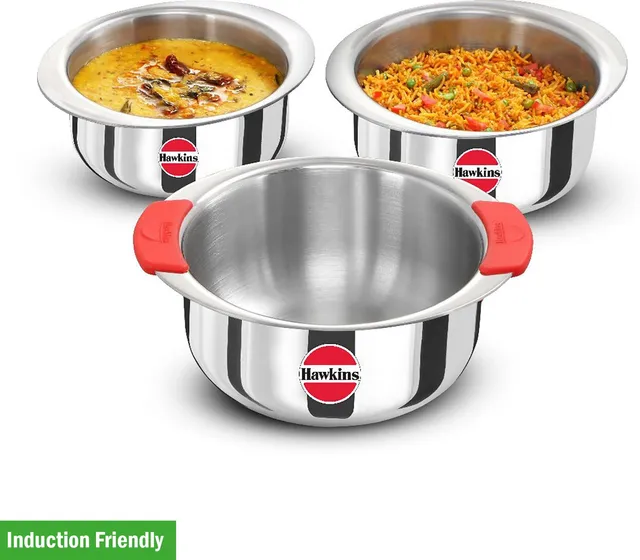 Hawkins Kitchen Gift Pack 2023 (23SGP) 1.5 Litre, 2 Litre, 2.5 Litre Patila, Tope Induction Bottom Cookware Set
