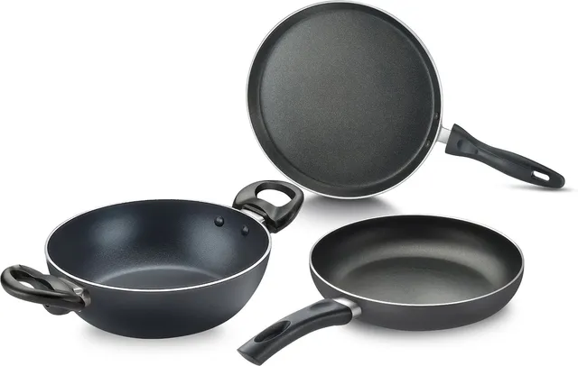 Judge ACE Set of 3|Low Oil Cooking|Durable Body Non-Stick Coated Cookware Set