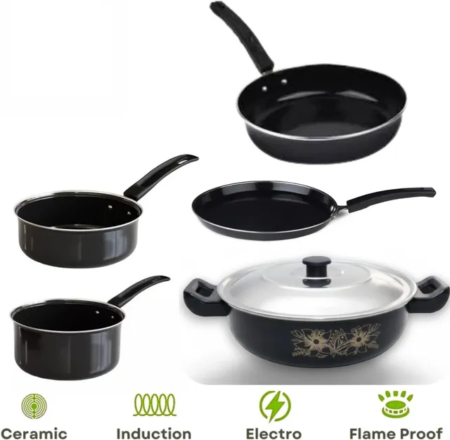 Flipkart SmartBuy Safe Cook Induction Bottom Non-Stick Coated Cookware Set
