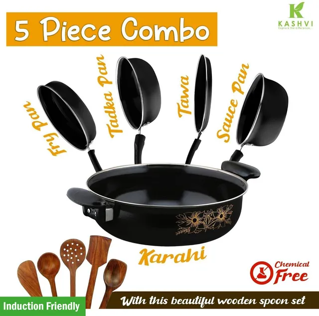 Kashvi NEW25_BC-56 Induction Bottom Non-Stick Coated Cookware Set
