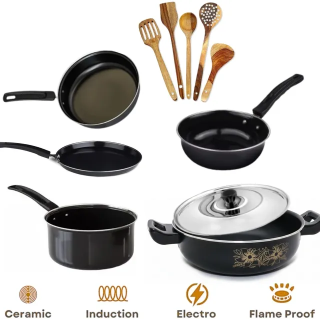 cookpro Kitchen Cookware with spatula set Non-Stick Coated Cookware Set