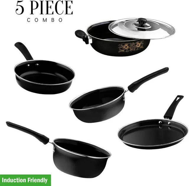 Kashvi NEW25_5Pcs Cookware Set Induction Bottom Non-Stick Coated Cookware Set