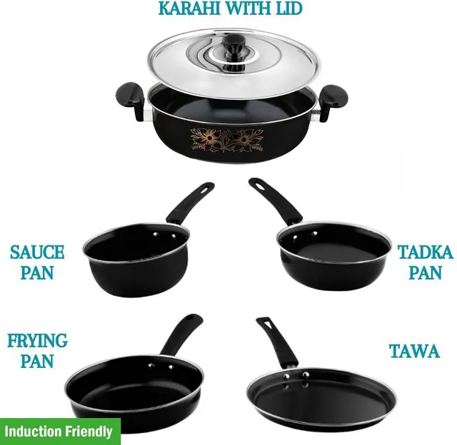 Kashvi NEW25_Graceful Kitchen Set Induction Bottom Non-Stick Coated Cookware Set