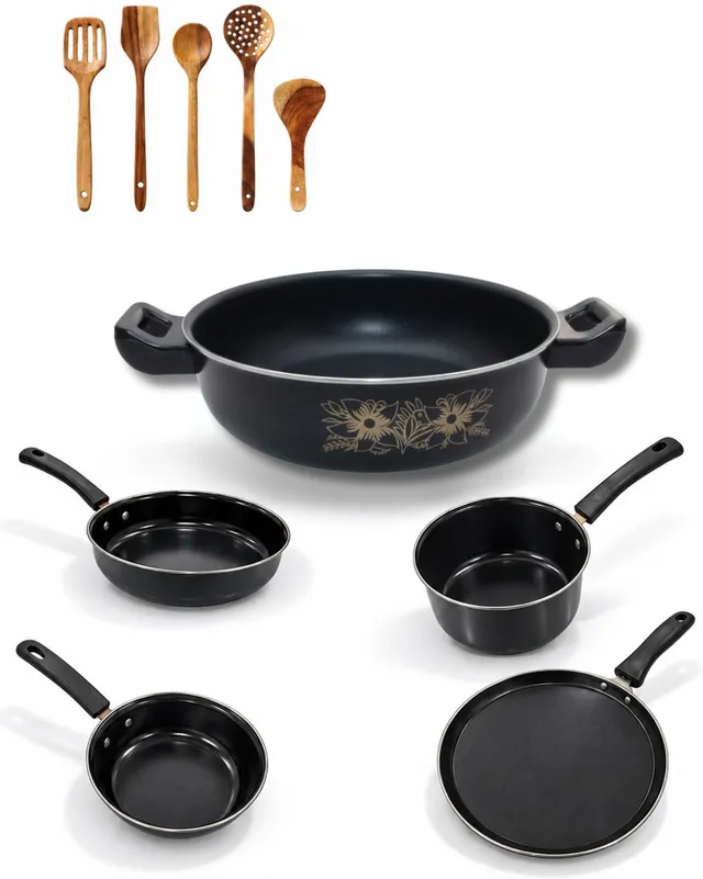 Kashvi Best Kitchen Cookware Induction Bottom Non-Stick Coated Cookware Set