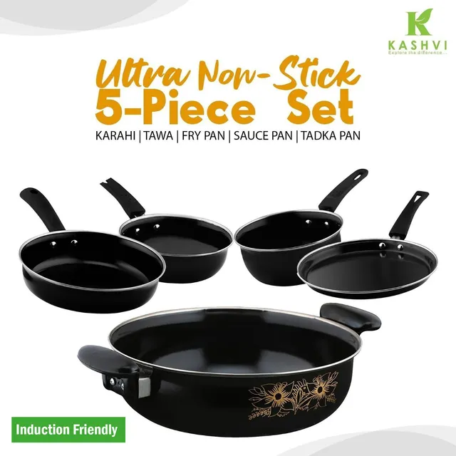 Kashvi NEW25_Best Kitchen Cookware Gift Induction Bottom Non-Stick Coated Cookware Set