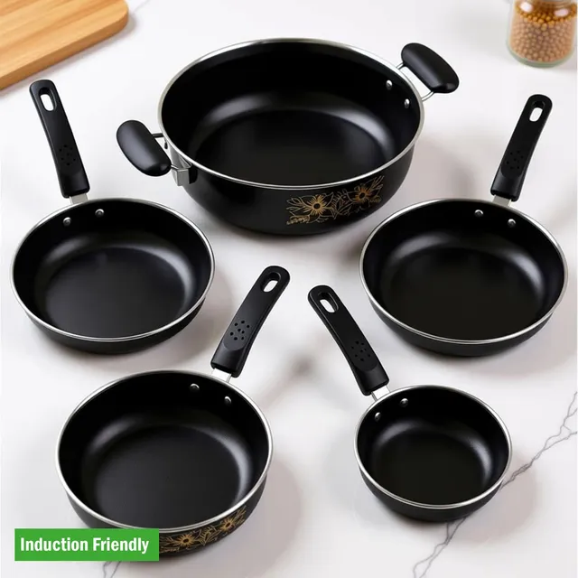 Kashvi Best Kitchen Cookware Gift Induction Bottom Non-Stick Coated Cookware Set
