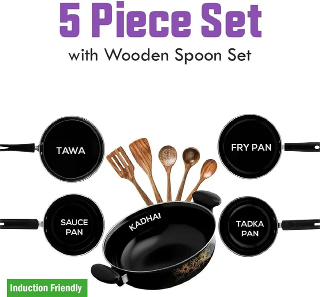 Smart Choice KitchenElite 10-Piece Non-Stick Cookware Set, Ideal for Every Home Induction Bottom Non-Stick Coated Cookware Set