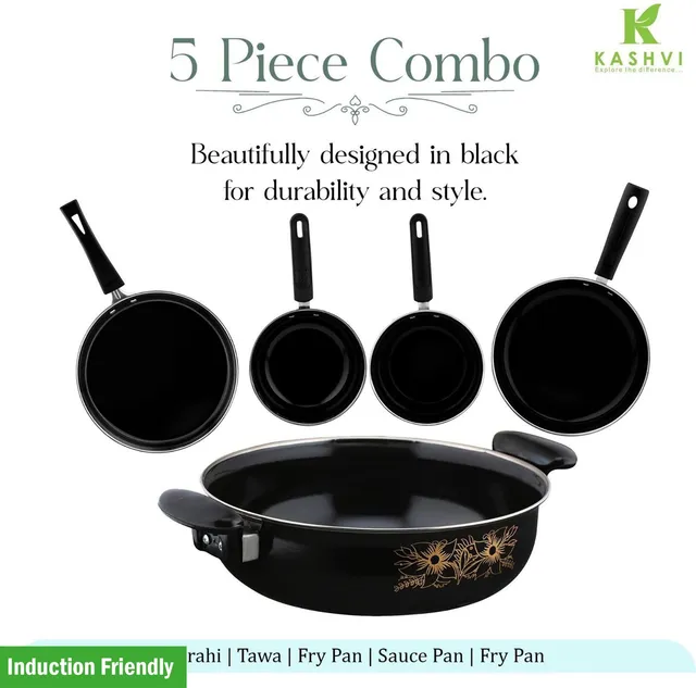 Kashvi Induction Bottom Non-Stick Coated Cookware Set