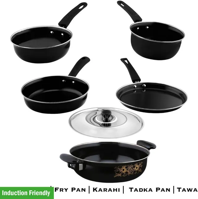 Kashvi NEW25_Best Kitrchen Accessories Induction Bottom Non-Stick Coated Cookware Set