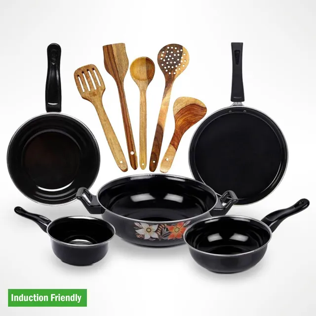 Smart Choice CookMate 10-Piece Non-Stick Cookware Set, High-Performance Induction Bottom Non-Stick Coated Cookware Set