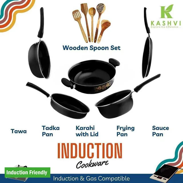 Kashvi NEW25_K-07 Induction Bottom Non-Stick Coated Cookware Set