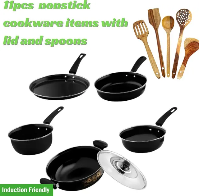 Kashvi 11_Set_cookeware _set_000980 Induction Bottom Non-Stick Coated Cookware Set