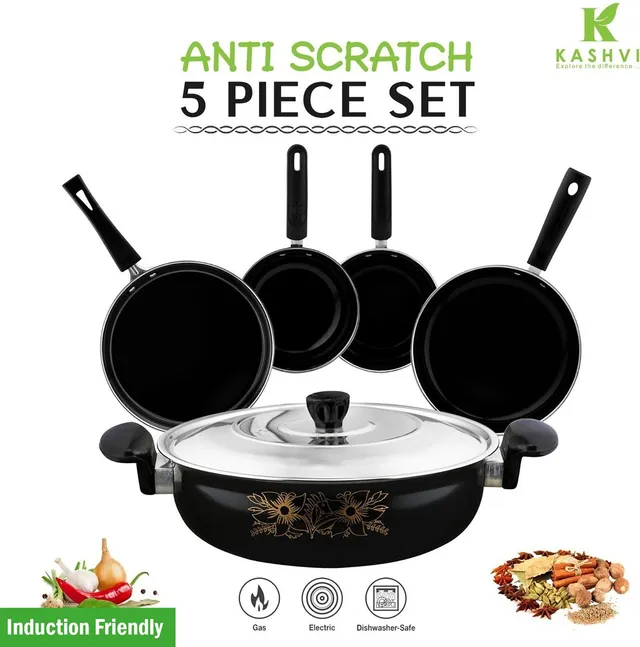 Kashvi Best Festival Pack Induction Bottom Non-Stick Coated Cookware Set