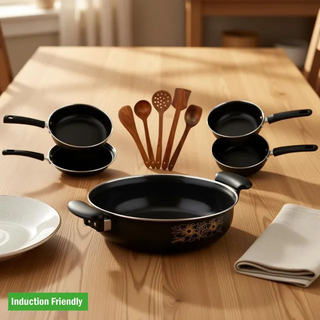Kashvi NEW25_Best Kitchen Cookware Induction Bottom Non-Stick Coated Cookware Set