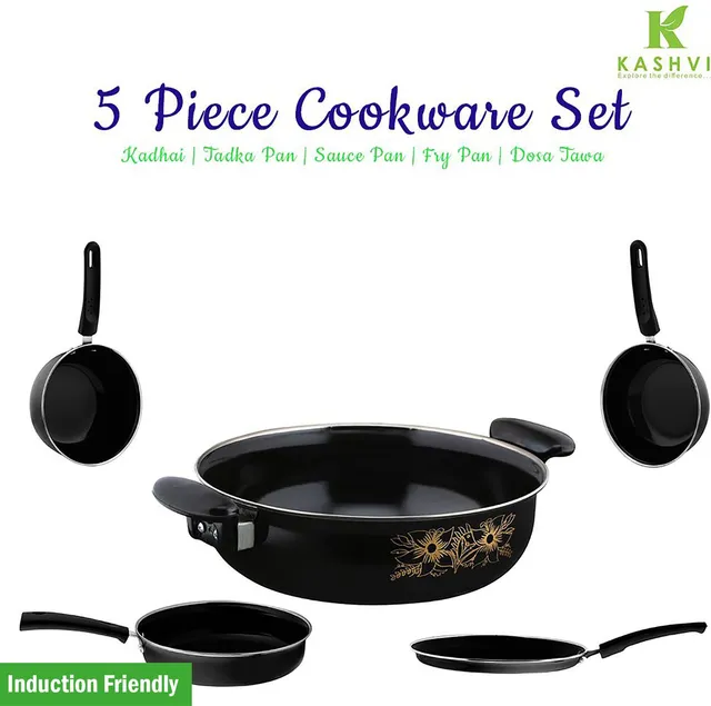 Kashvi Best Kitchen Cookware Induction Bottom Non-Stick Coated Cookware Set