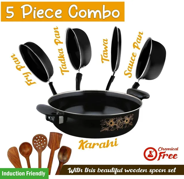 Smart Choice SwiftCook 10-Piece Cookware Set, Easy-Clean & Non-Stick Induction Bottom Non-Stick Coated Cookware Set