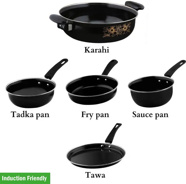 cookpro 5 Pcs Kitchen Cookware Set Induction Bottom Non-Stick Coated Cookware Set