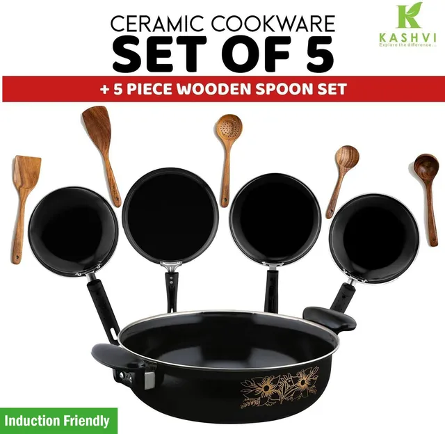 Kashvi NEW25_Best Kitchen Cookware Induction Bottom Non-Stick Coated Cookware Set