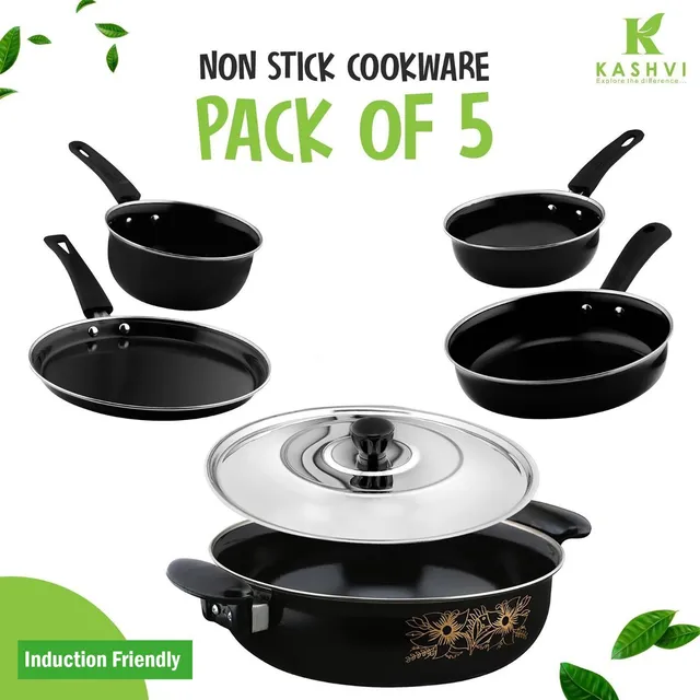 Kashvi NEW25_Premium Kitchen Cookware Set Induction Bottom Non-Stick Coated Cookware Set