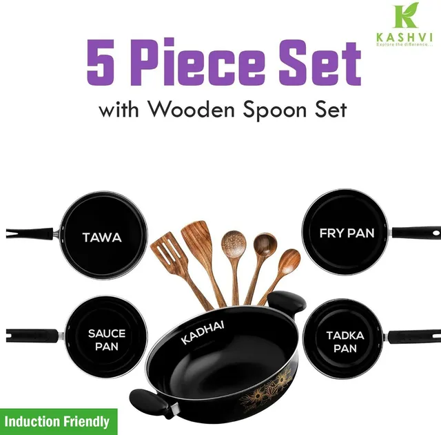 Kashvi NEW25_Best Kitchen Cookware Gift Induction Bottom Non-Stick Coated Cookware Set