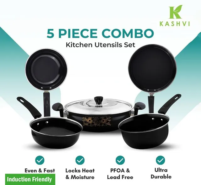 Kashvi Induction Bottom Non-Stick Coated Cookware Set