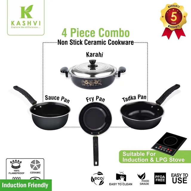 Kashvi Induction Bottom Non-Stick Coated Cookware Set