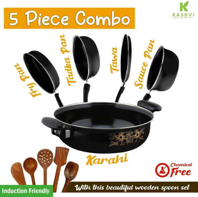 Kashvi Induction Bottom Non-Stick Coated Cookware Set