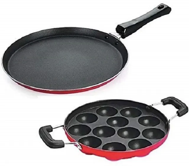vijee Combo 2 Pcs Set of Crispy Dosa Tawa & Appam pan,Paniarakkal Pan,Paddu Maker,Ponganal Maker,paniyaram Pan, Cookware Set Non-Stick Coated Cookware Set