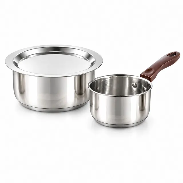 VINOD Tope with Lid, 1.8 LTR & Sauce Pan Set, Tea, Coffee, Milk, Sauces & Reheating Induction Bottom Cookware Set