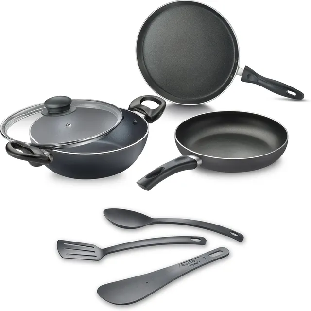 Judge ACE BYK Set of 3 with lid & 3 Nylon Tools Ladle |Low Oil Cooking Non-Stick Coated Cookware Set