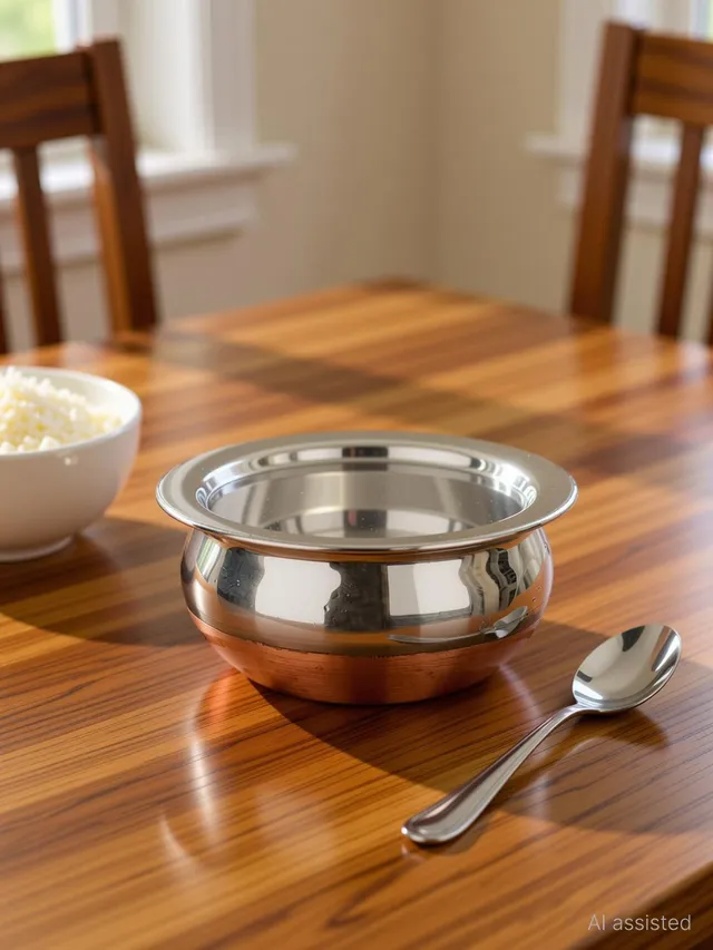 RBGIIT Copper Bottom Kitchen Serving Cooking Bowl biryani, rice Handi/Pot/Patila Cookware Set