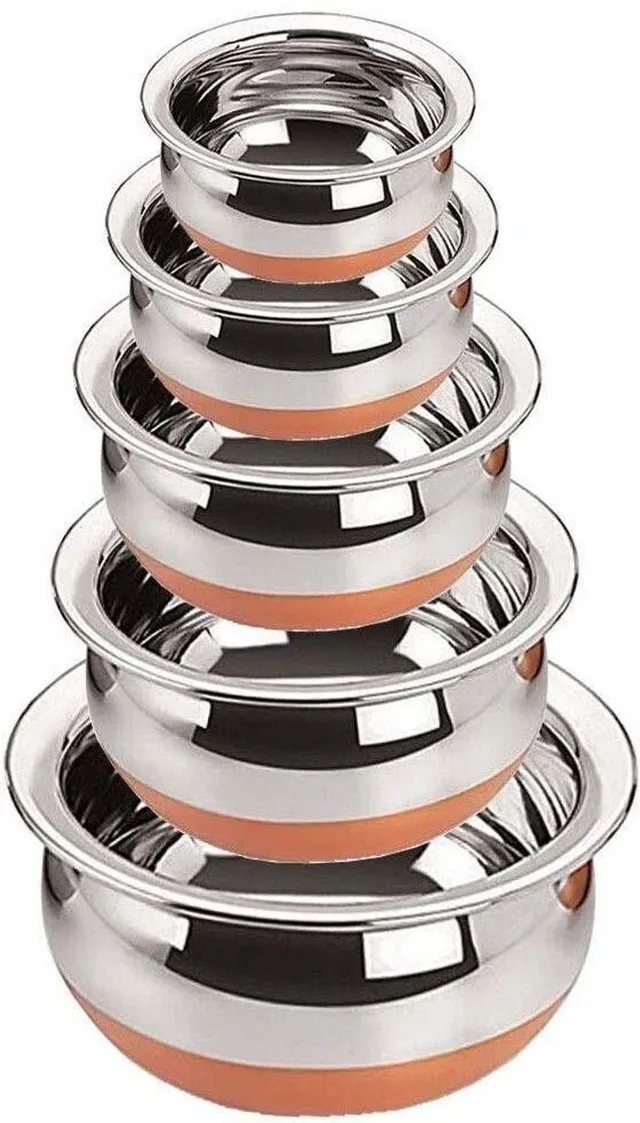 fivesell Cooking Serving Pot Biryani Handi set 5 Non-Stick Coated Cookware Set