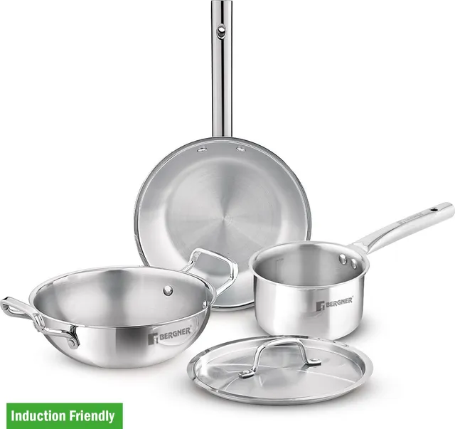 BERGNER Bergner Tripro 4 Pcs Triply Stainless Steel Set / Induction Bottom Cookware Set