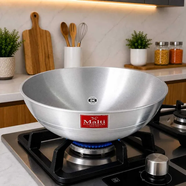 Malti Kitchenware Aluminium Kadhai without Handle Cookware Set