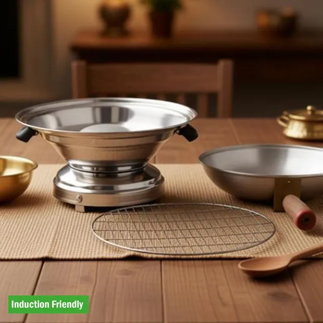nivistar Dal Bati maker Baking Oven, 25 cm X 25 cm X 35 cm, Aluminum 1 Piece, Silver Gas Tandoor, Barbecue Grill Food Steamer Cookware Set (Aluminium, 1 - Piece) Induction Bottom Non-Stick Coated Cookware Set