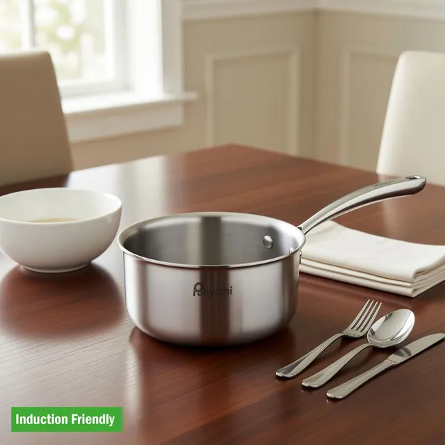 Punyami Triply Stainless Steel Saucepan Heavy Duty Cookware for Daily Cooking Induction Bottom Cookware Set
