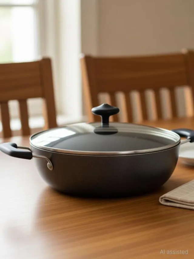 Bola Kadhai 24cm Non-Stick with Glass Lid Non-Stick Coated Cookware Set