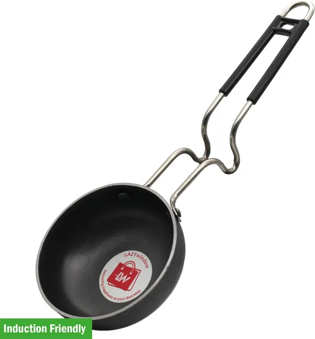 LAZYwindow Essential Iron Tadka Pan/Fry Pan with Steel Handle for Kitchen + Surprise Gift Induction Bottom Cookware Set