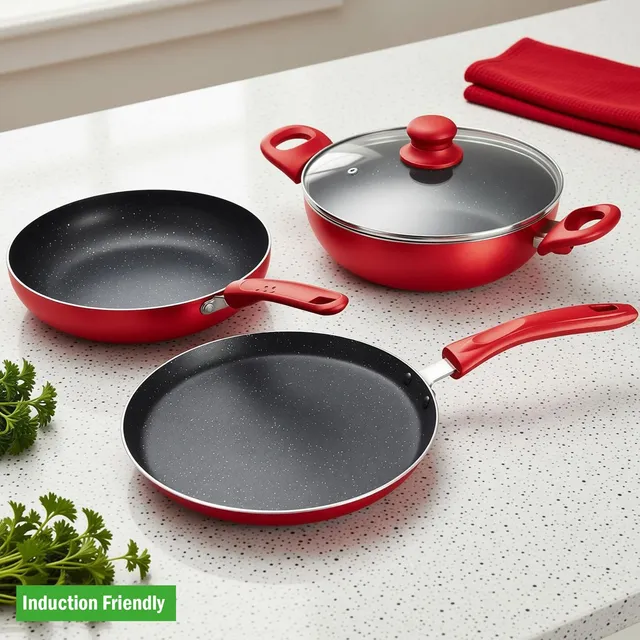 Prestige Induction Bottom Non-Stick Coated Cookware Set