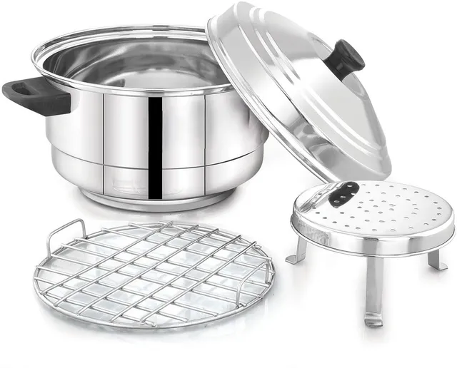 Granny Kitchen Expresso Stainless Steel Gas Tandoor Oven & Bati, Pizza Maker with Lid Cookware Set