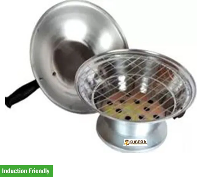 kubera KUBERA Aluminum Bati Maker And Tandoor Baking Oven, 25 x 25 x 35 CM, 1 Piece, Silver Gas Tandoor, Barbecue Grill Food Steamer (Silver) Induction Bottom Non-Stick Coated Cookware Set