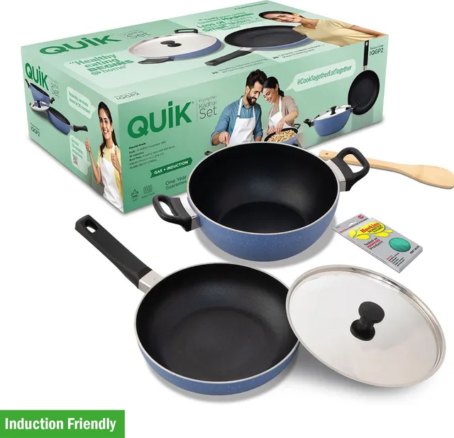 Hawkins Quik Nonstick Induction Cookware Gift Set (IQGP2) Induction Bottom Non-Stick Coated Cookware Set