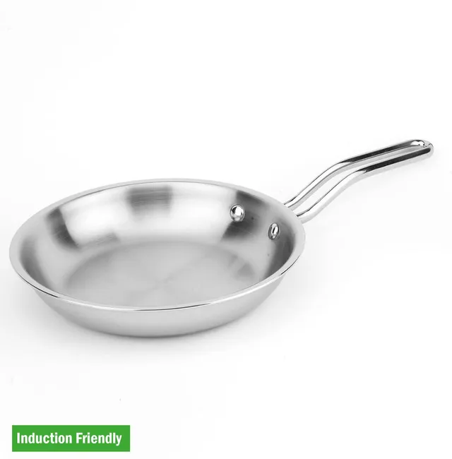 LIMETRO STEEL Triply Stainless Steel Pan | Stainless Steel Frying Pan with Lid | Induction Bottom Cookware Set