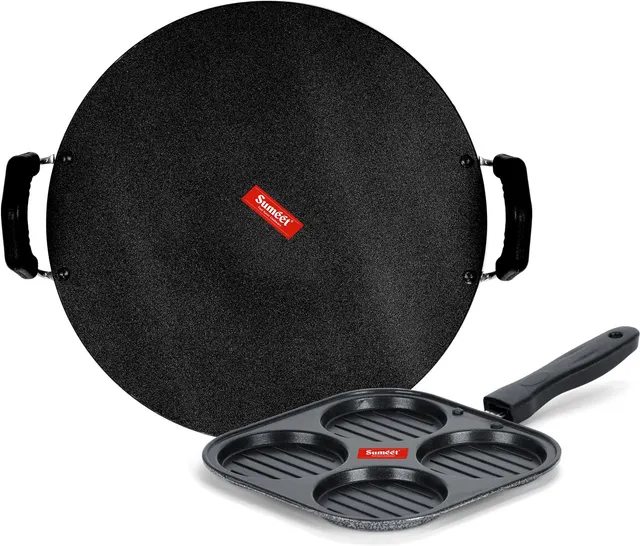 Sumeet NonStick Fedha Cookware Set (Tawa-30.5cm Dia + Mini Multi Snack Maker - 4 Cavity -19.5cm) Non-Stick Coated Cookware Set