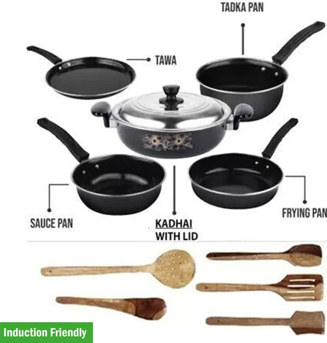 TOLXI Ganesha Induction Bottom Non-Stick Coated Cookware Set