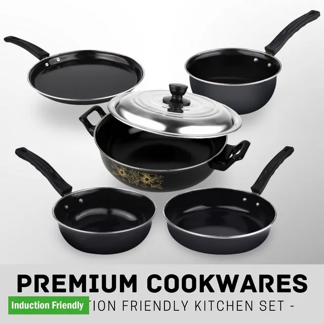 SILVOSWAN ProChef 6-Piece Non-Stick Cookware Set, Energy Efficient & Easy Clean Induction Bottom Non-Stick Coated Cookware Set